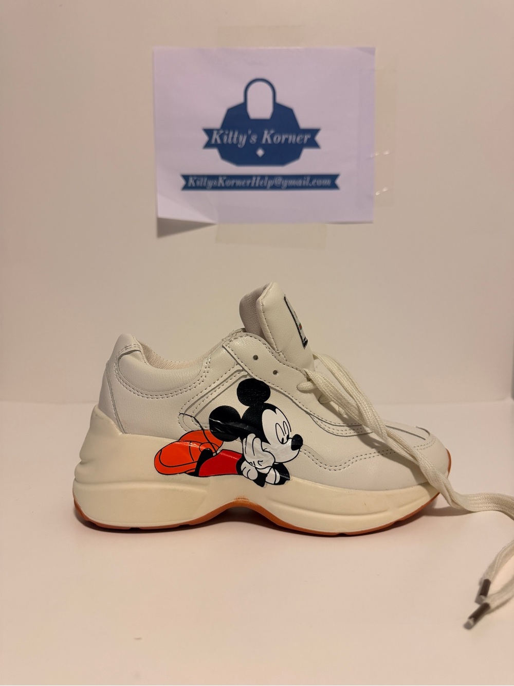 Oucoi (faux Gucci) women’s Faux Leather Mickey Mouse shoes